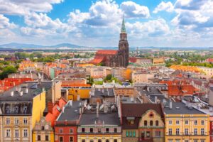 Centrum města Svídnice v Polsku